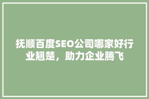抚顺百度SEO公司哪家好行业翘楚，助力企业腾飞