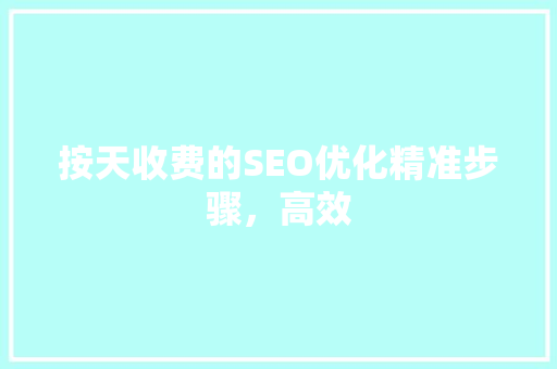 按天收费的SEO优化精准步骤，高效