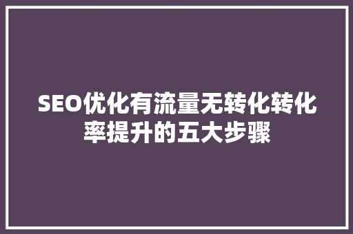 SEO优化有流量无转化转化率提升的五大步骤