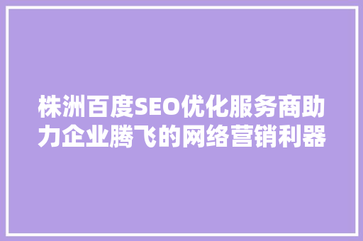 株洲百度SEO优化服务商助力企业腾飞的网络营销利器