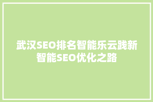 武汉SEO排名智能乐云践新智能SEO优化之路