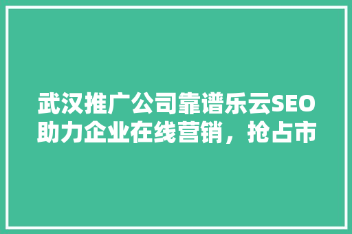 武汉推广公司靠谱乐云SEO助力企业在线营销，抢占市场先机