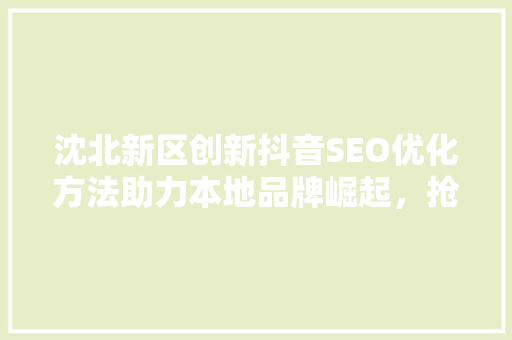 沈北新区创新抖音SEO优化方法助力本地品牌崛起，抢占流量高地