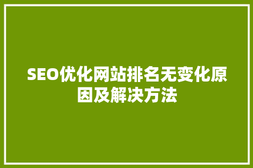 SEO优化网站排名无变化原因及解决方法