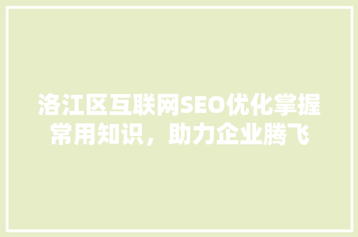 洛江区互联网SEO优化掌握常用知识，助力企业腾飞