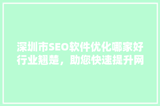深圳市SEO软件优化哪家好行业翘楚，助您快速提升网站排名