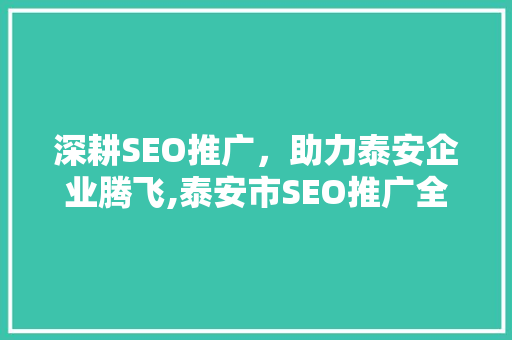 深耕SEO推广，助力泰安企业腾飞,泰安市SEO推广全攻略