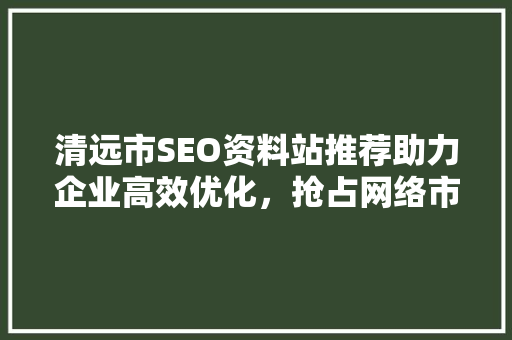 清远市SEO资料站推荐助力企业高效优化，抢占网络市场先机