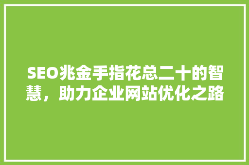 SEO兆金手指花总二十的智慧，助力企业网站优化之路