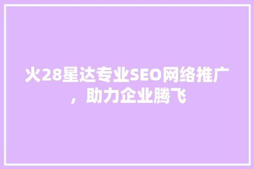 火28星达专业SEO网络推广，助力企业腾飞