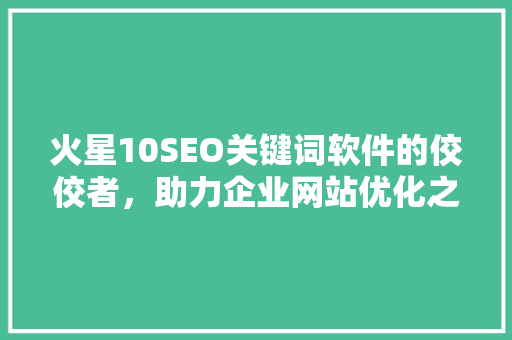 火星10SEO关键词软件的佼佼者，助力企业网站优化之路