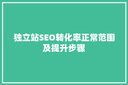 独立站SEO转化率正常范围及提升步骤