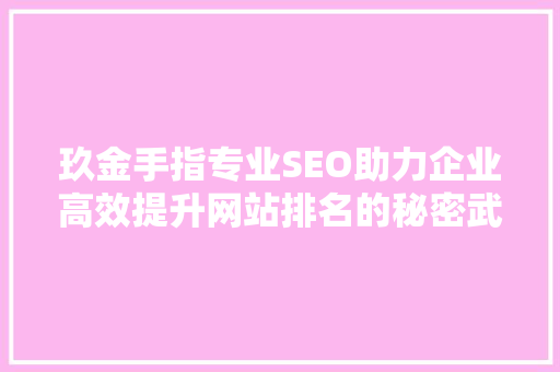玖金手指专业SEO助力企业高效提升网站排名的秘密武器