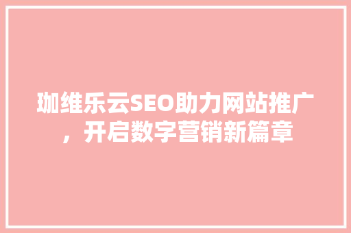 珈维乐云SEO助力网站推广，开启数字营销新篇章