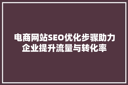 电商网站SEO优化步骤助力企业提升流量与转化率