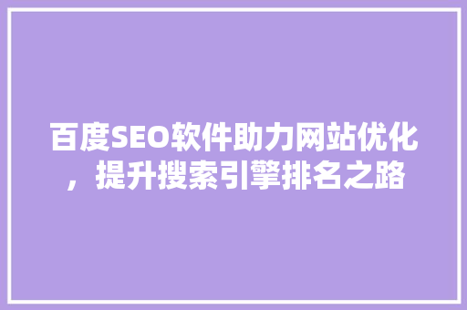 百度SEO软件助力网站优化，提升搜索引擎排名之路