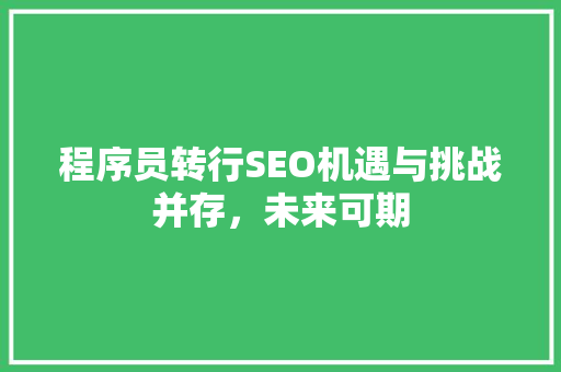 程序员转行SEO机遇与挑战并存，未来可期