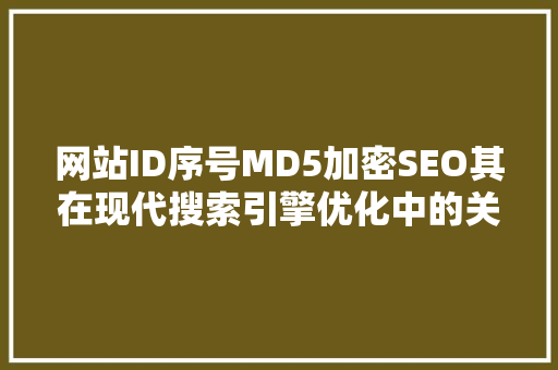 网站ID序号MD5加密SEO其在现代搜索引擎优化中的关键作用