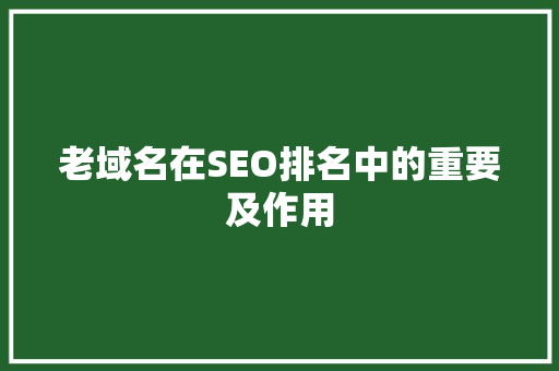 老域名在SEO排名中的重要及作用