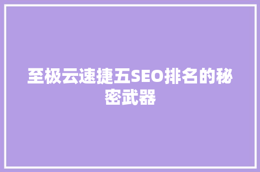 至极云速捷五SEO排名的秘密武器