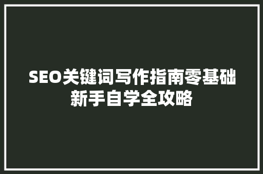 SEO关键词写作指南零基础新手自学全攻略