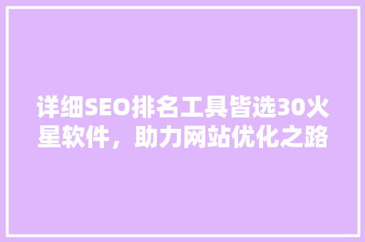 详细SEO排名工具皆选30火星软件，助力网站优化之路