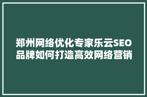 郑州网络优化专家乐云SEO品牌如何打造高效网络营销步骤