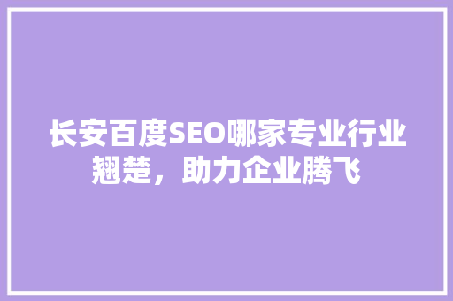 长安百度SEO哪家专业行业翘楚，助力企业腾飞