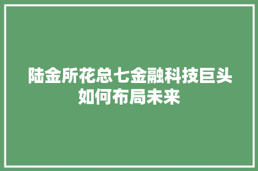 陆金所花总七金融科技巨头如何布局未来