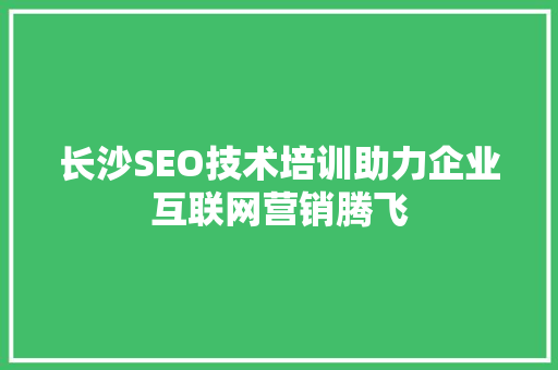 长沙SEO技术培训助力企业互联网营销腾飞