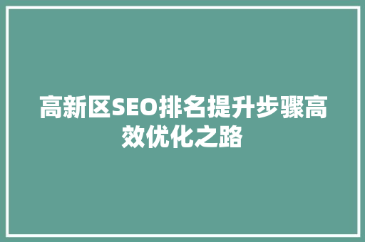 高新区SEO排名提升步骤高效优化之路