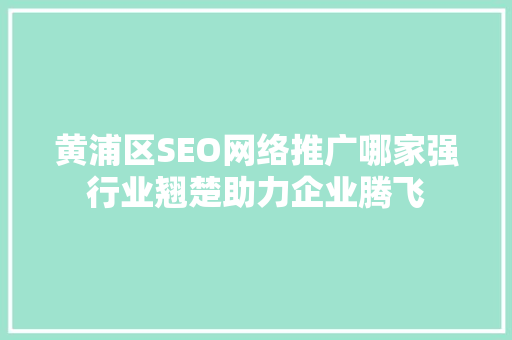 黄浦区SEO网络推广哪家强行业翘楚助力企业腾飞