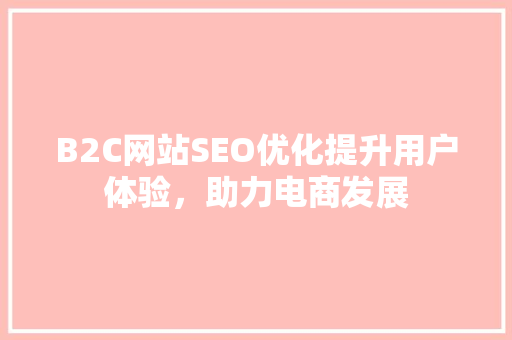 B2C网站SEO优化提升用户体验，助力电商发展