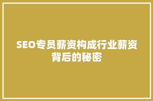 SEO专员薪资构成行业薪资背后的秘密