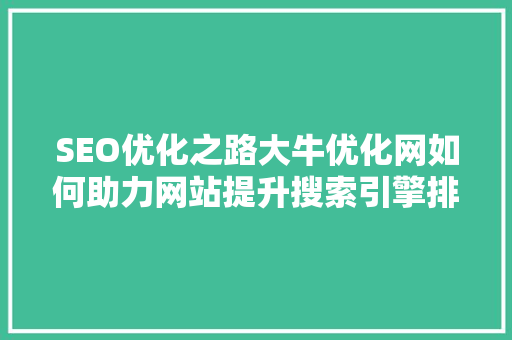 SEO优化之路大牛优化网如何助力网站提升搜索引擎排名