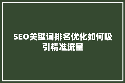 SEO关键词排名优化如何吸引精准流量