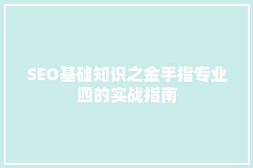 SEO基础知识之金手指专业四的实战指南