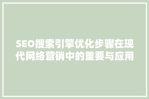 SEO搜索引擎优化步骤在现代网络营销中的重要与应用