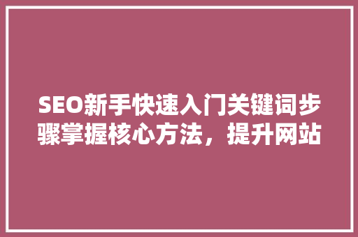 SEO新手快速入门关键词步骤掌握核心方法，提升网站排名